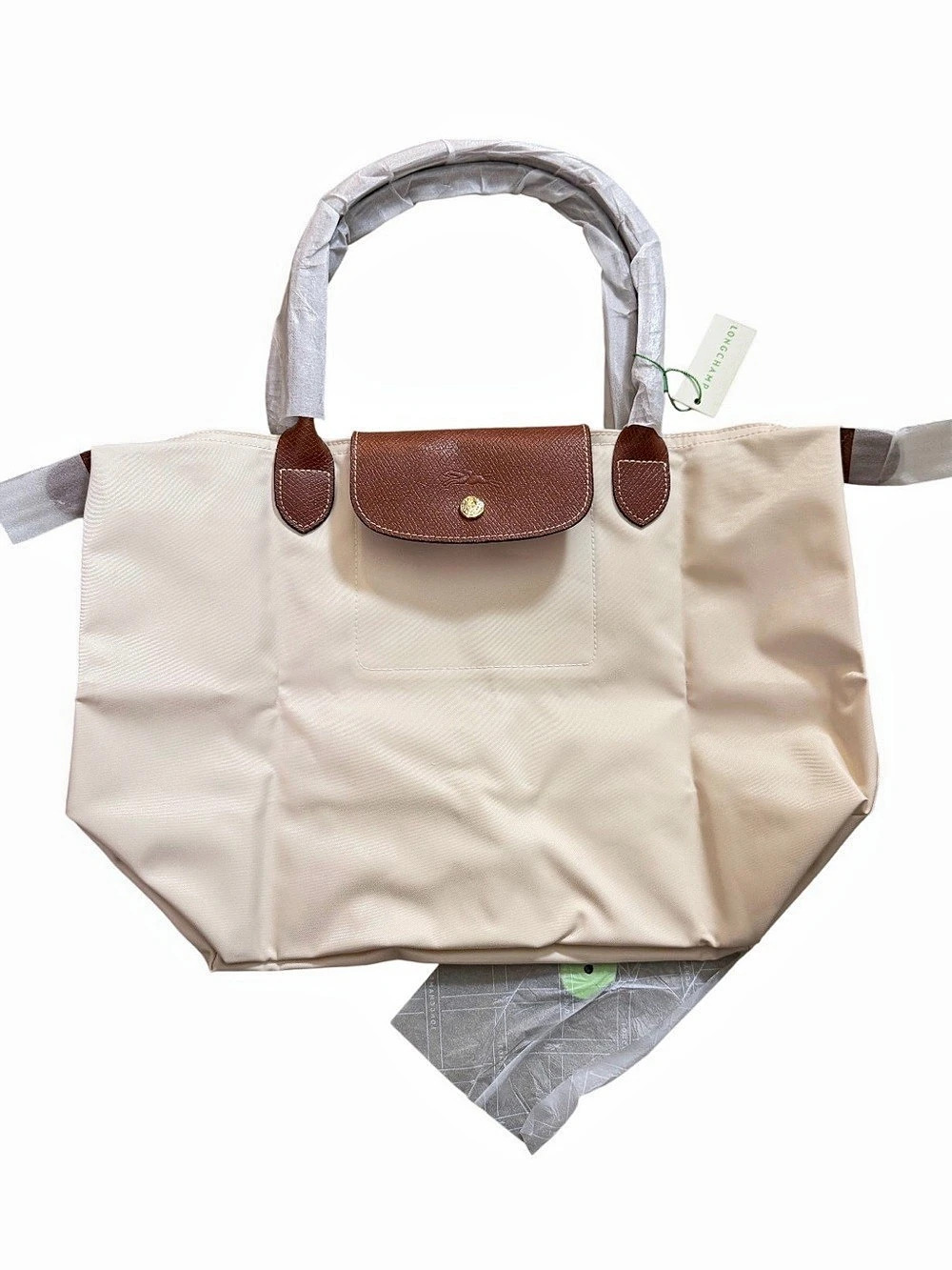 Longchamp Le Pliage Original Large Shoulder Tote Cream & Brown NWT